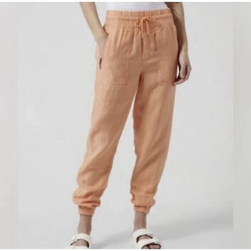 Athleta Cabo Linen Jogger 12 Cactus Peach Lightweight Relaxed Elastic Pockets